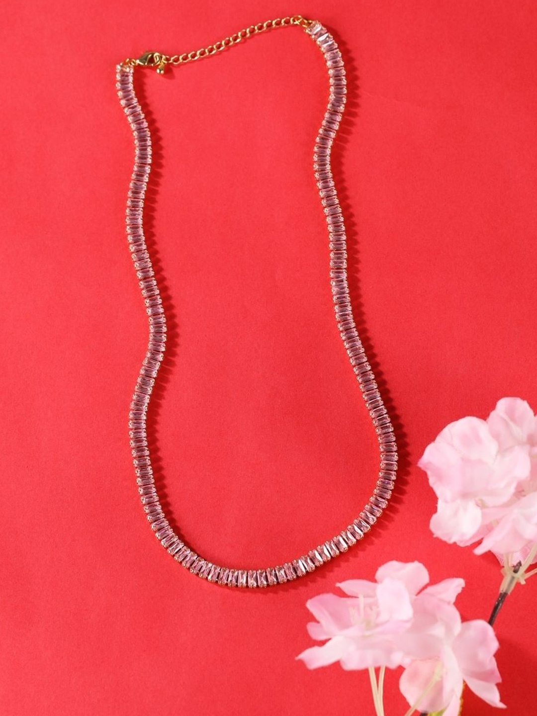 

KPOP Rose Gold-Plated Rhinestone Studded Necklace