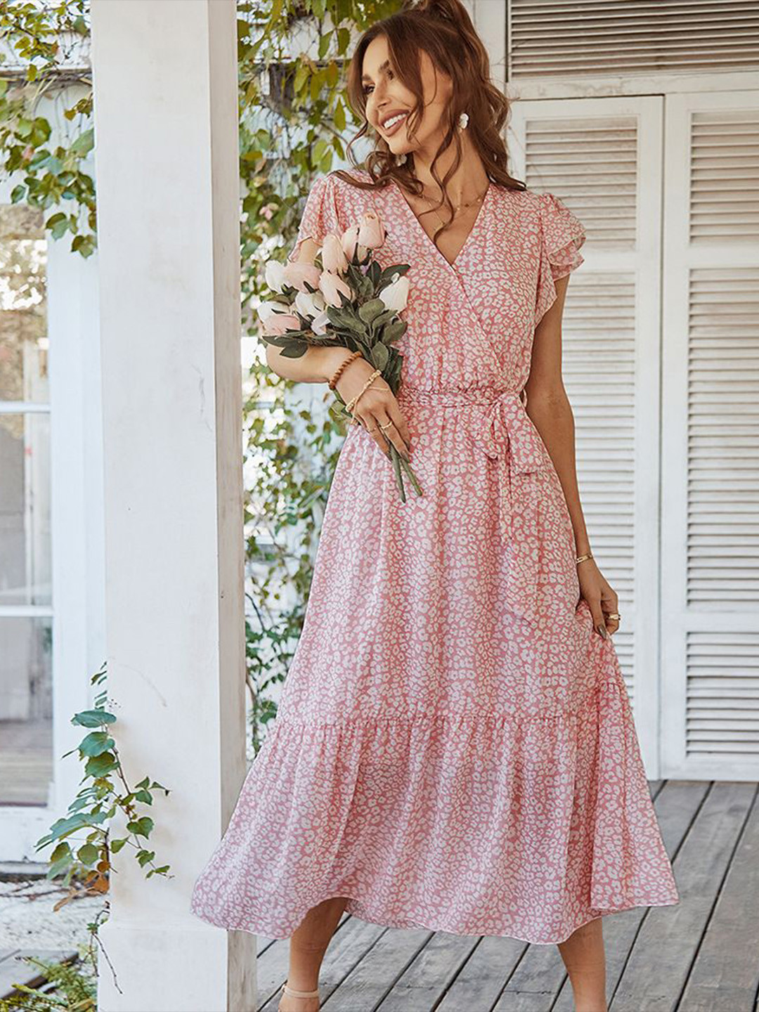 

StyleCast Floral Printed Fit & Flare Midi Dress, Pink