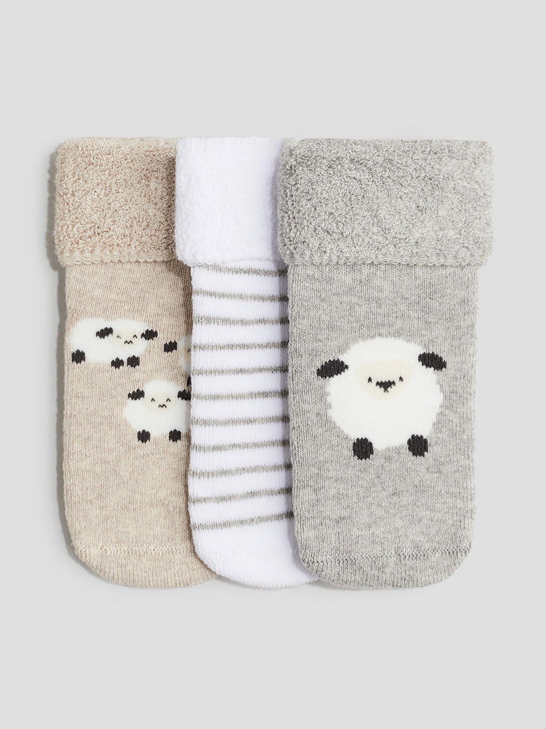 

H&M Boys Pack Of 3 Patterned Socks, Grey