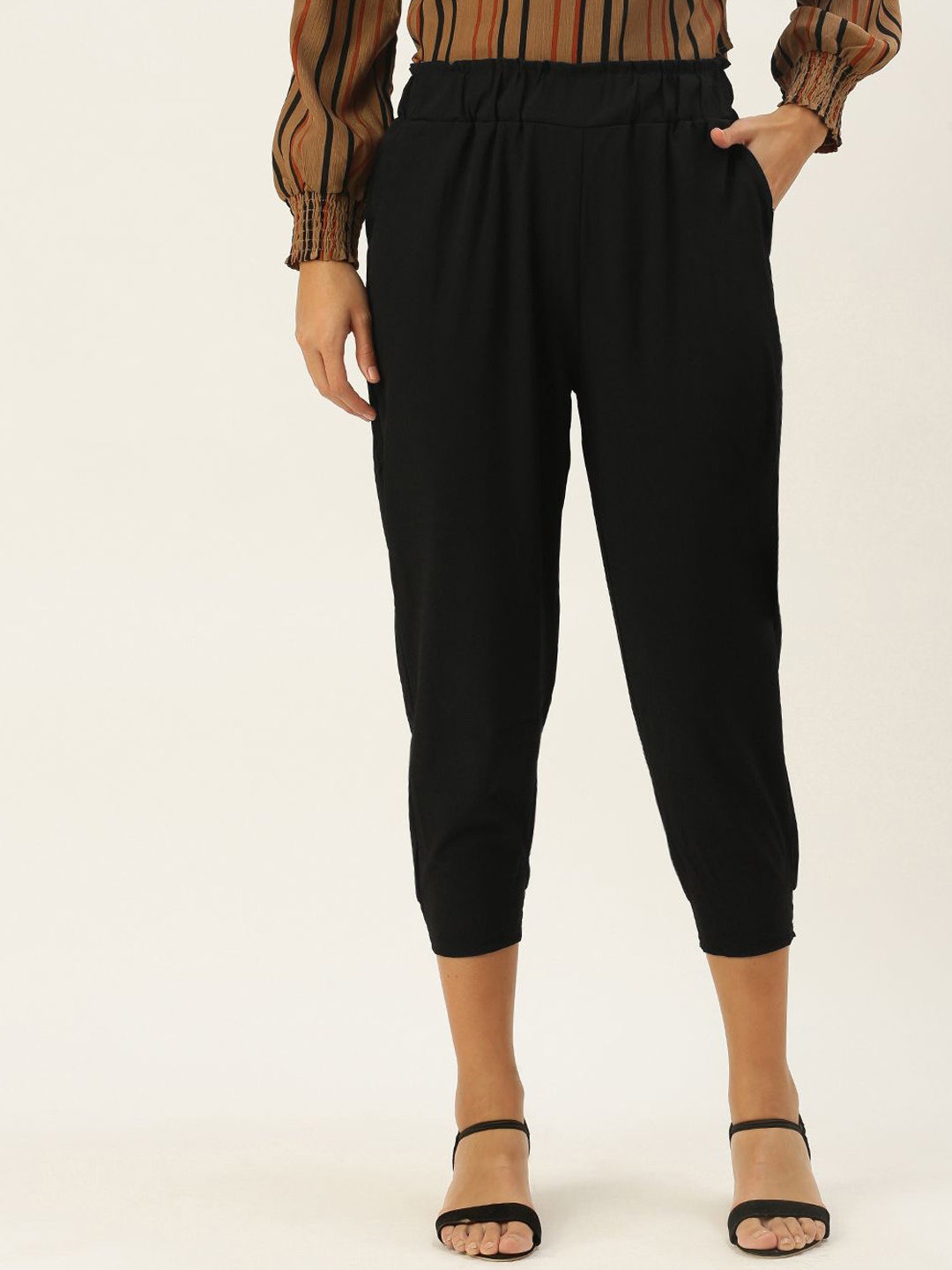 

SHECZZAR Women Relaxed Pleated Trousers, Black