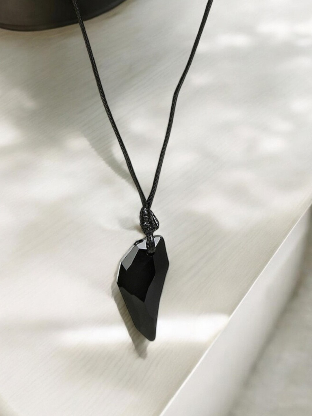 

fabula Stone Studded Contemporary Pendant with Chain, Black