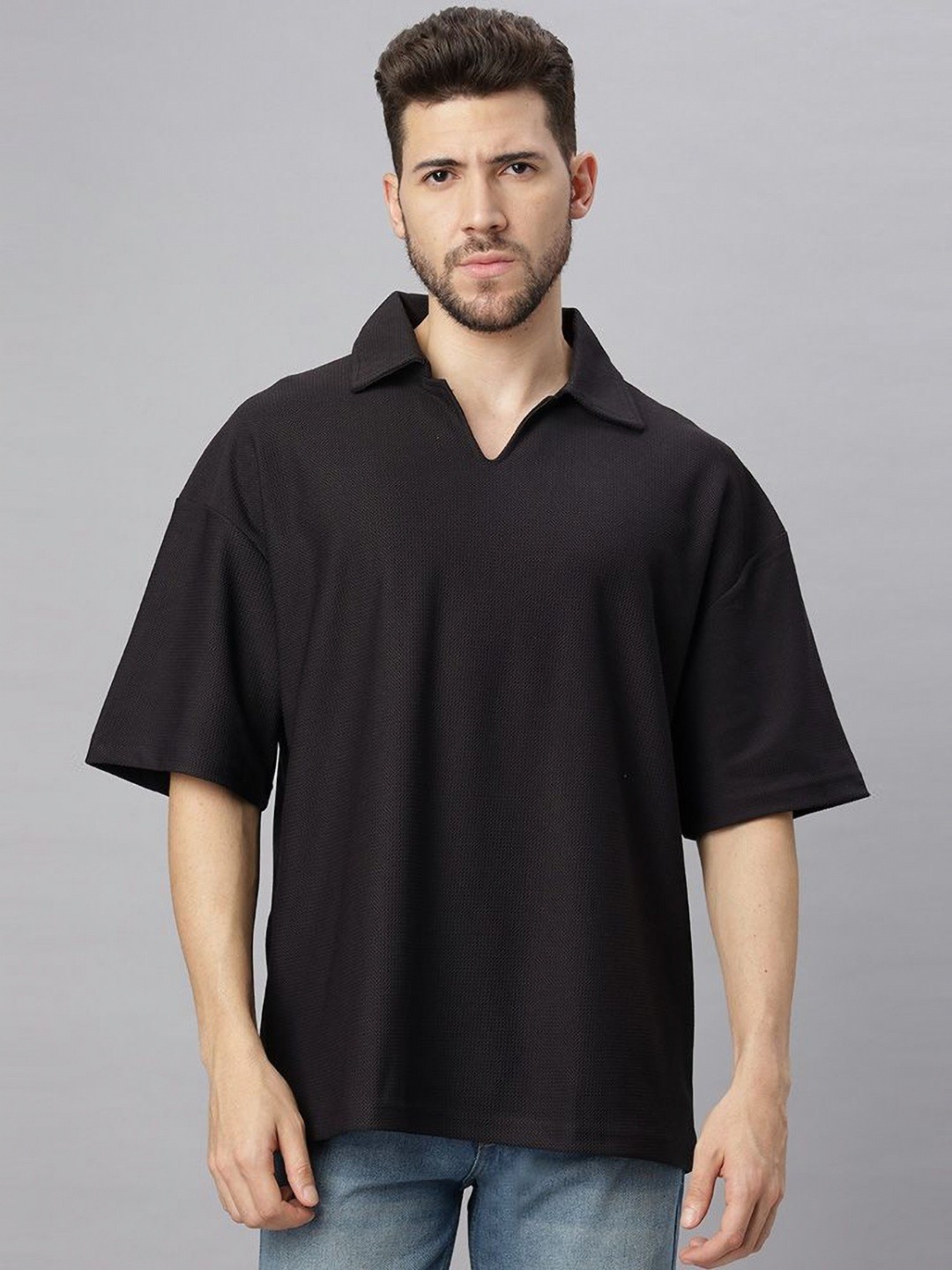 

Wear Your Opinion Men Solid Polo Collar T-shirt, Black
