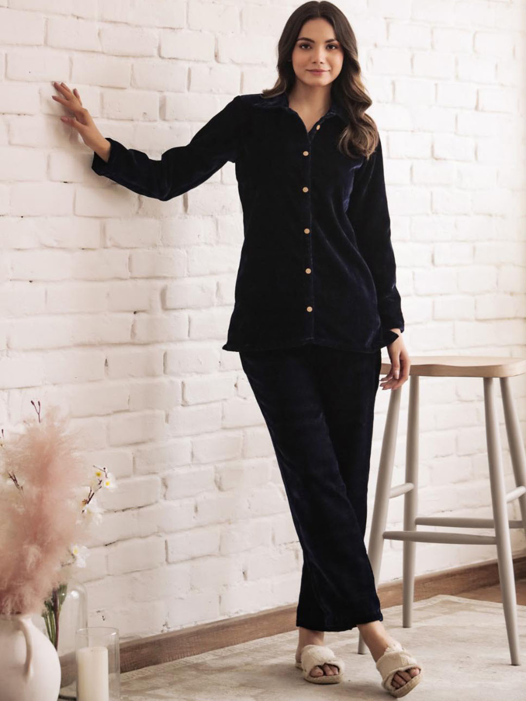

FLAVIA CREATION Super Soft Woollen Night Suit, Blue