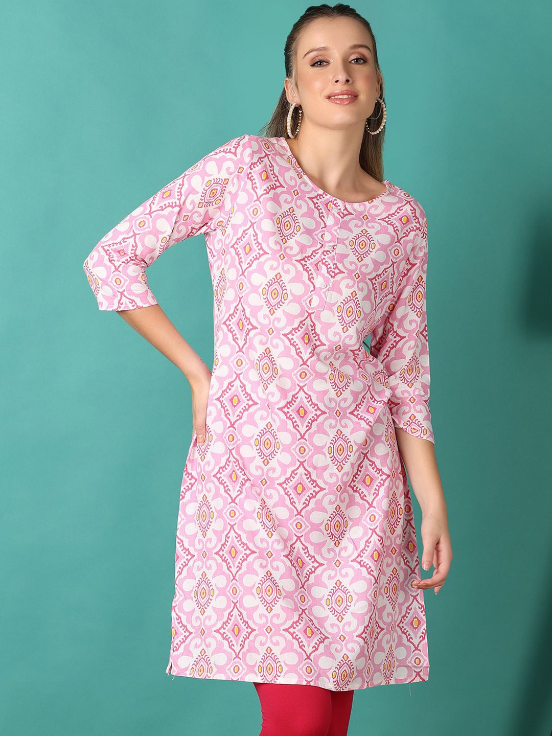 

V-Mart Women Ethnic Motifs Printed Kurta, Mauve