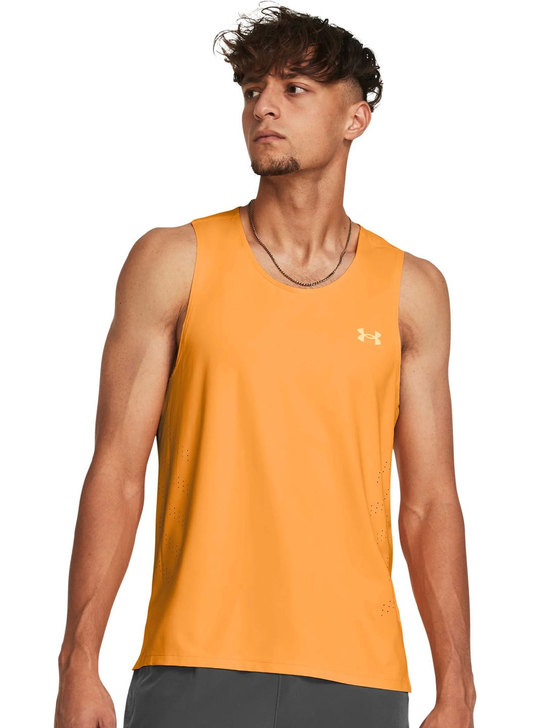 

UNDER ARMOUR Men Solid Round Neck Nylon T-shirt, Orange