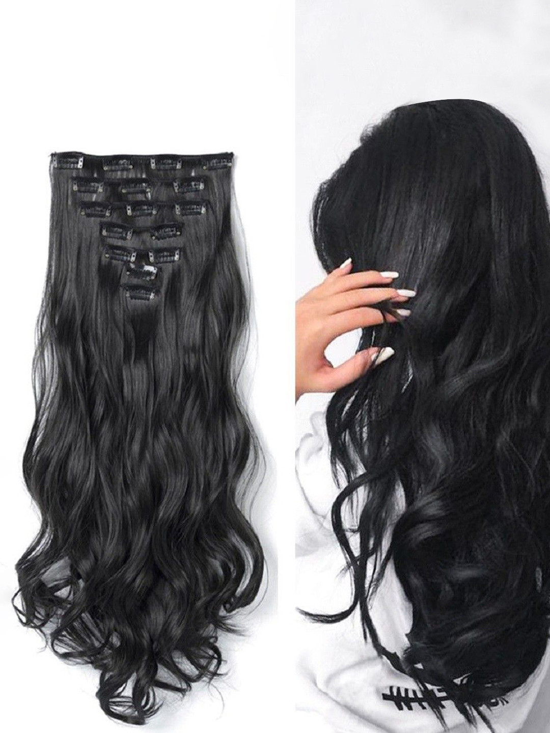 

HAVEREAM Clip In Wavy Hair Extension - Black - 24 inch