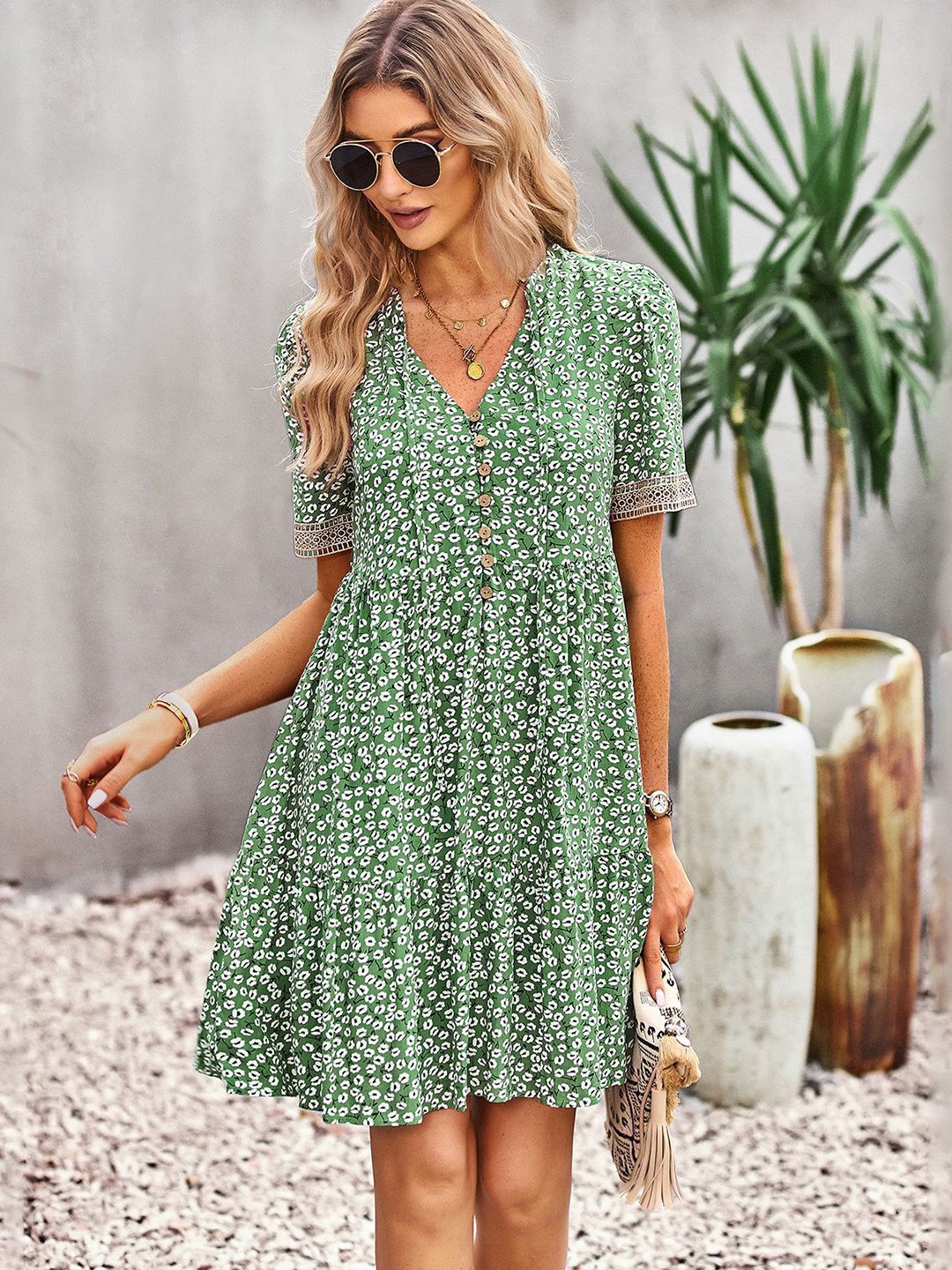 

StyleCast Floral Printed Fit & Flare Dress, Green
