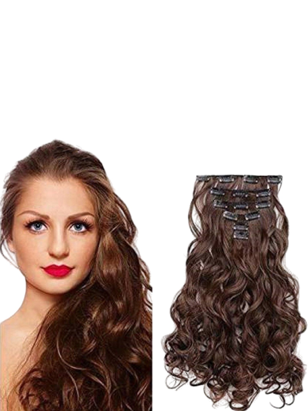 

HAVEREAM Clip-In Waterproof Curly Toupee Hair Extension - Brown - 24 Inch