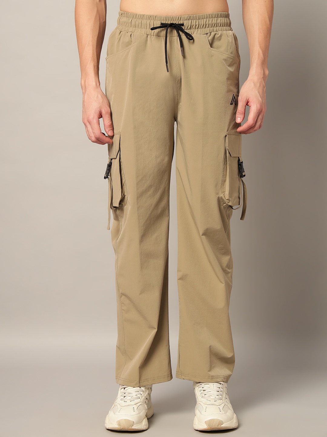 

AECK Men Solid Straight Fit Track Pants, Khaki