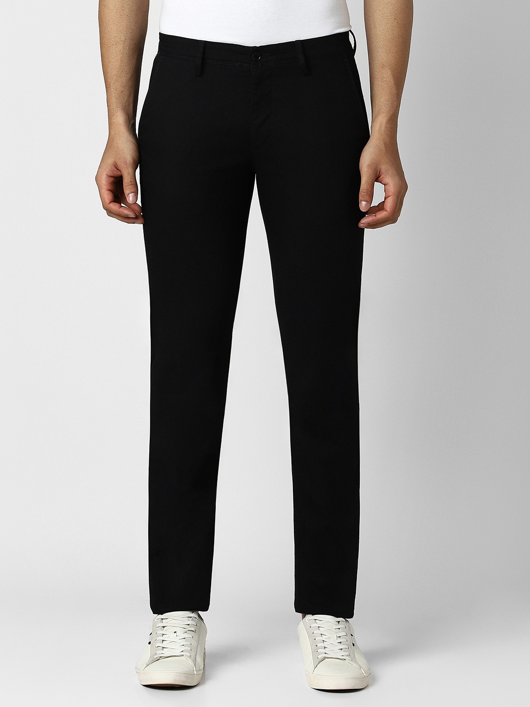 

Van Heusen Sport Men Cotton Mid-Rise Slim Fit Trousers, Black