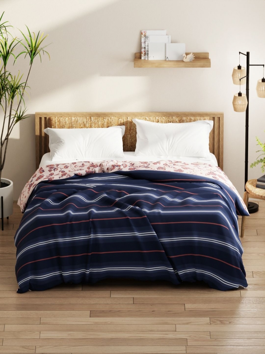 

KOPA Blue & White Floral Printed Microfiber AC Room 120 GSM Double Bed Comforter