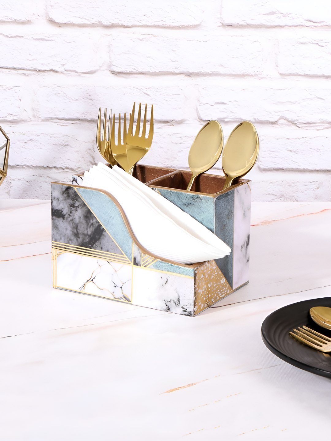

THE HOME CO. White & Grey Wood Tissue Holders