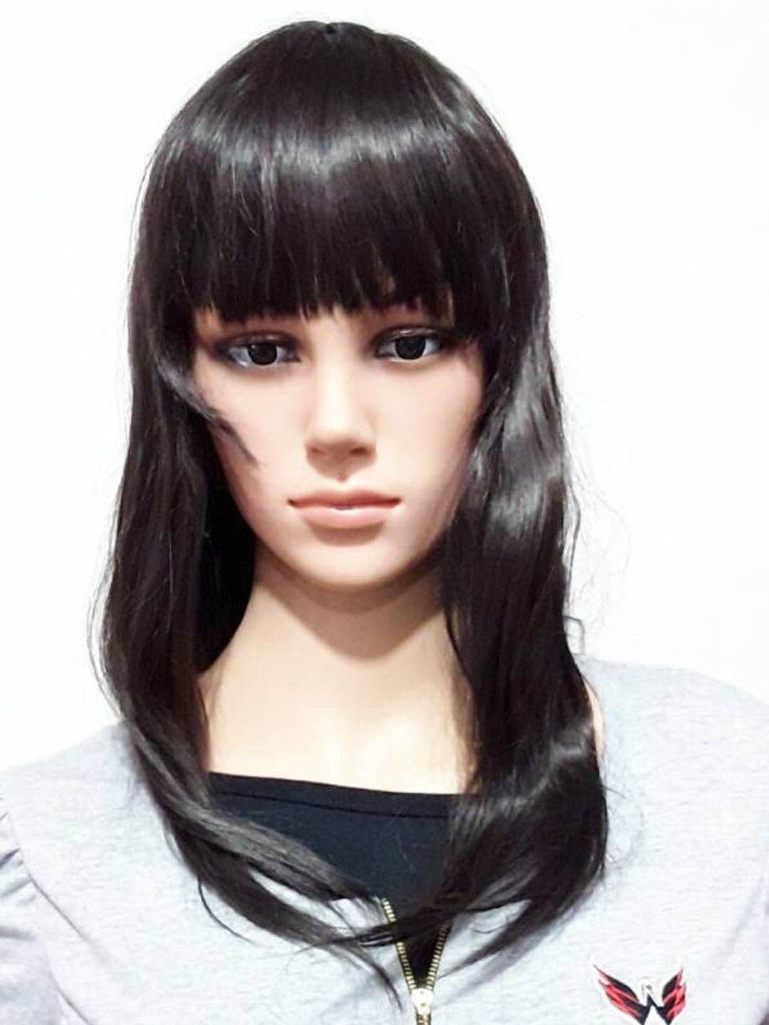 

HAVEREAM Straight Bob Wigs With Flat Bangs - Brown