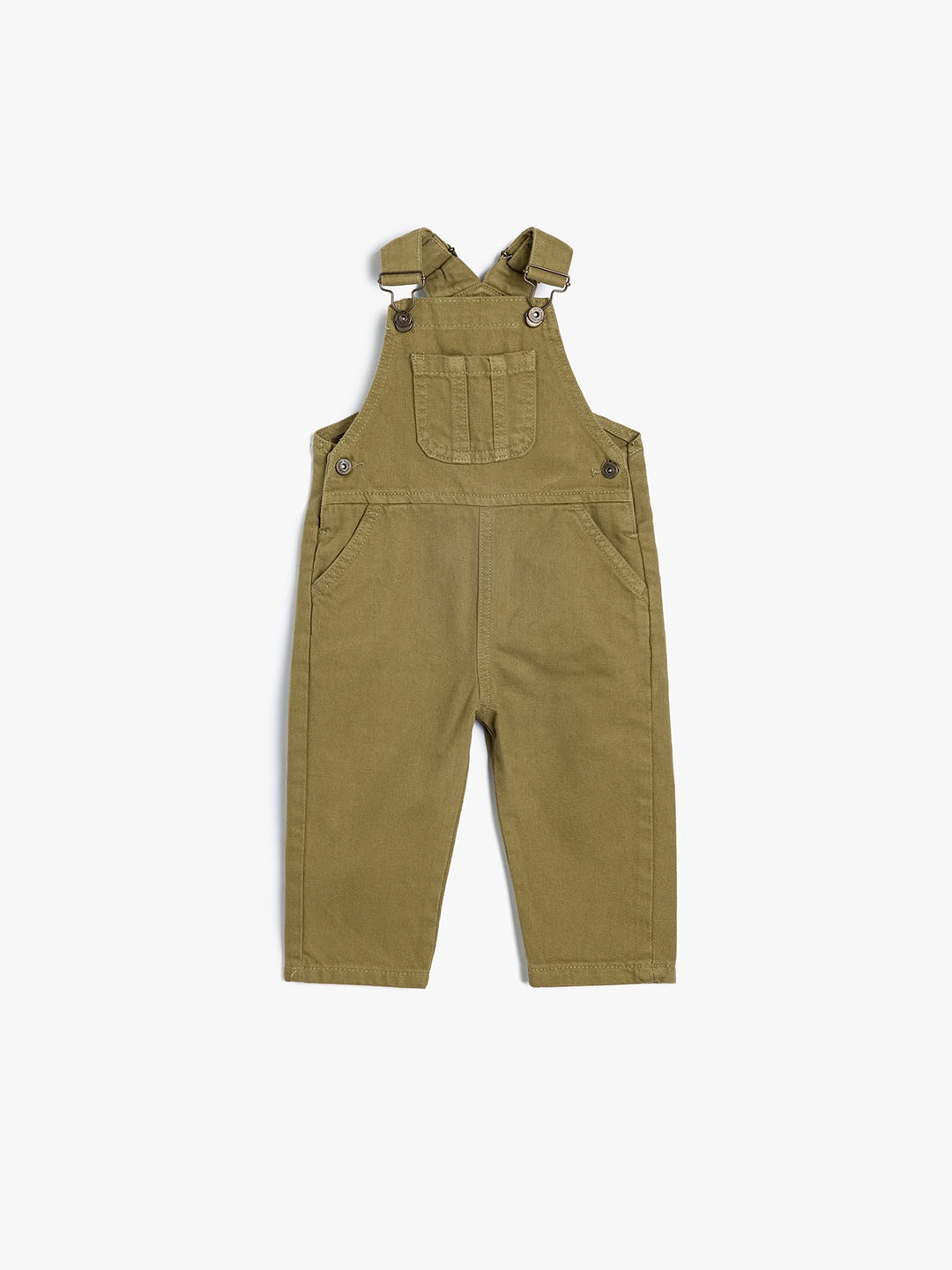 

Koton Boys Solid Ankle Length Cotton Dungarees, Khaki