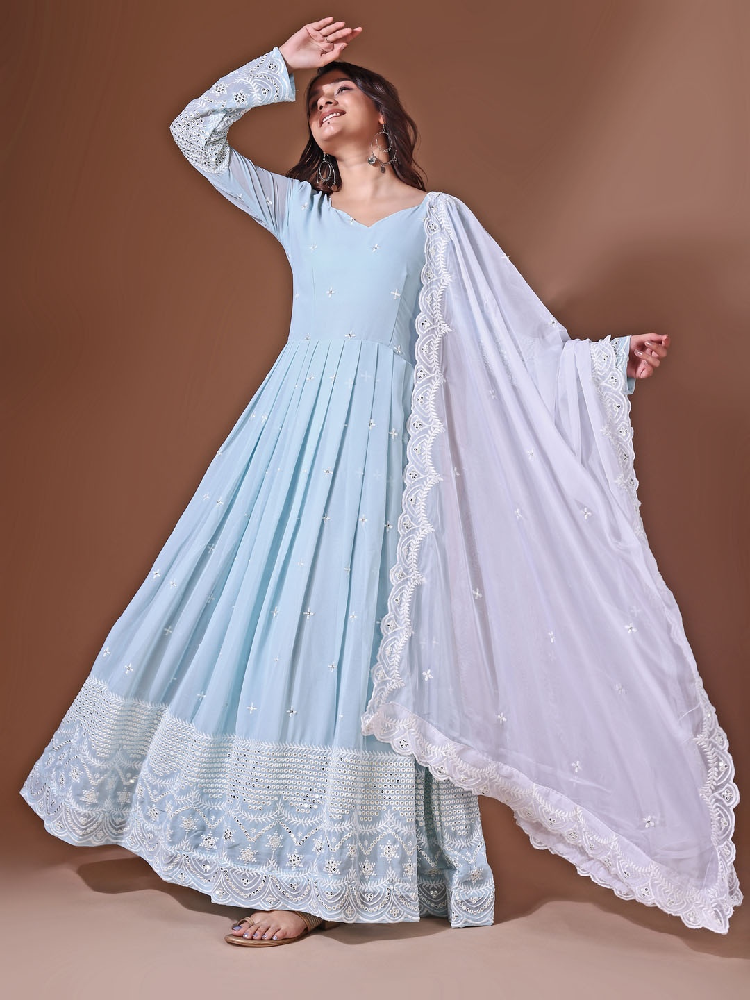 

KALINI Women Embroidered Ethnic Dresses, Blue