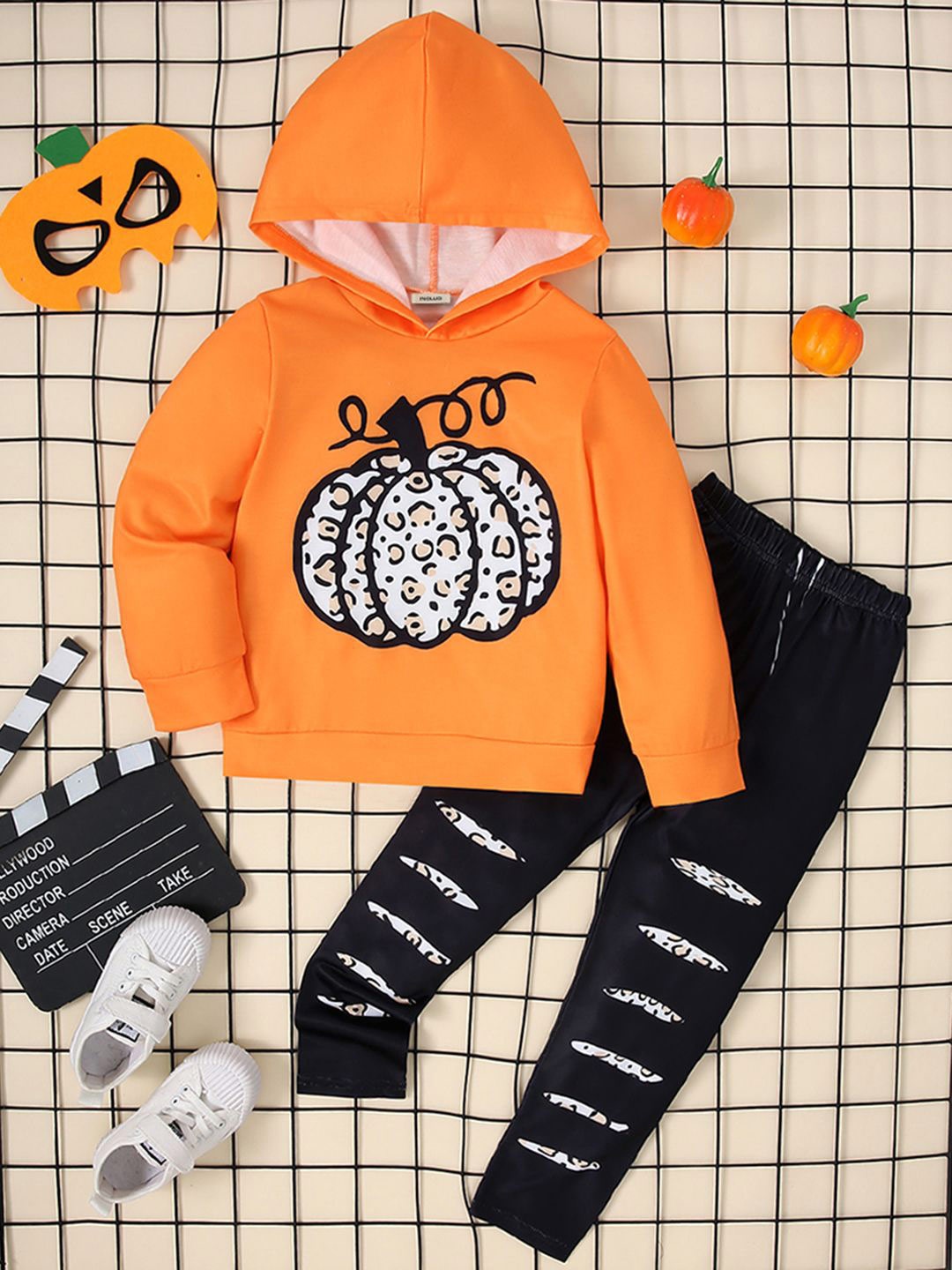 

INCLUD Girls Printed Long Sleeves Clothing Set, Orange