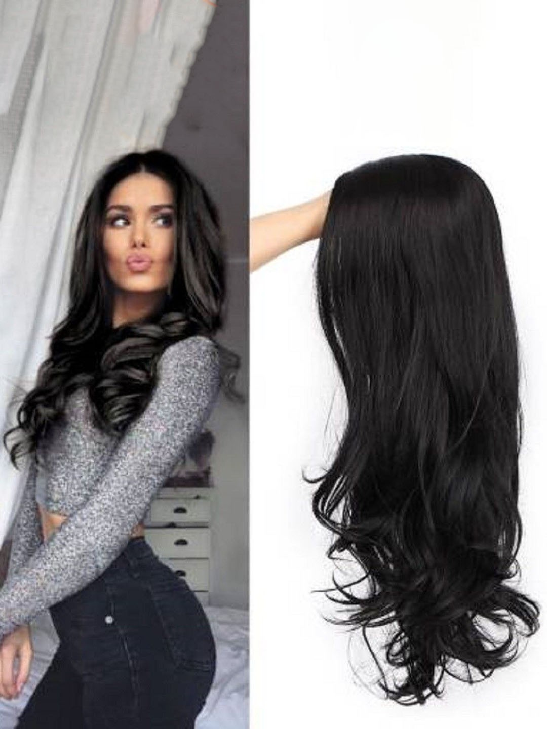 

SHENY Clip-In Scalp Topper Wavy Hair Extension - Black
