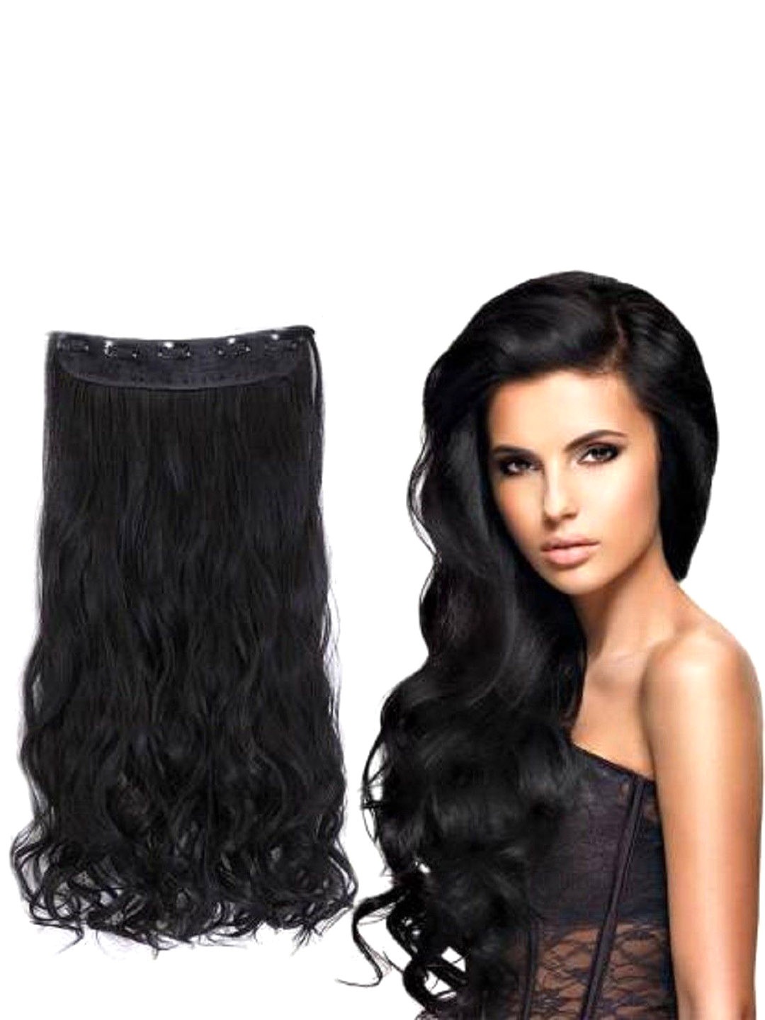 

HAVEREAM Clip-In Wavy Clip In Locks Hair Extension - Black- 24 Inch