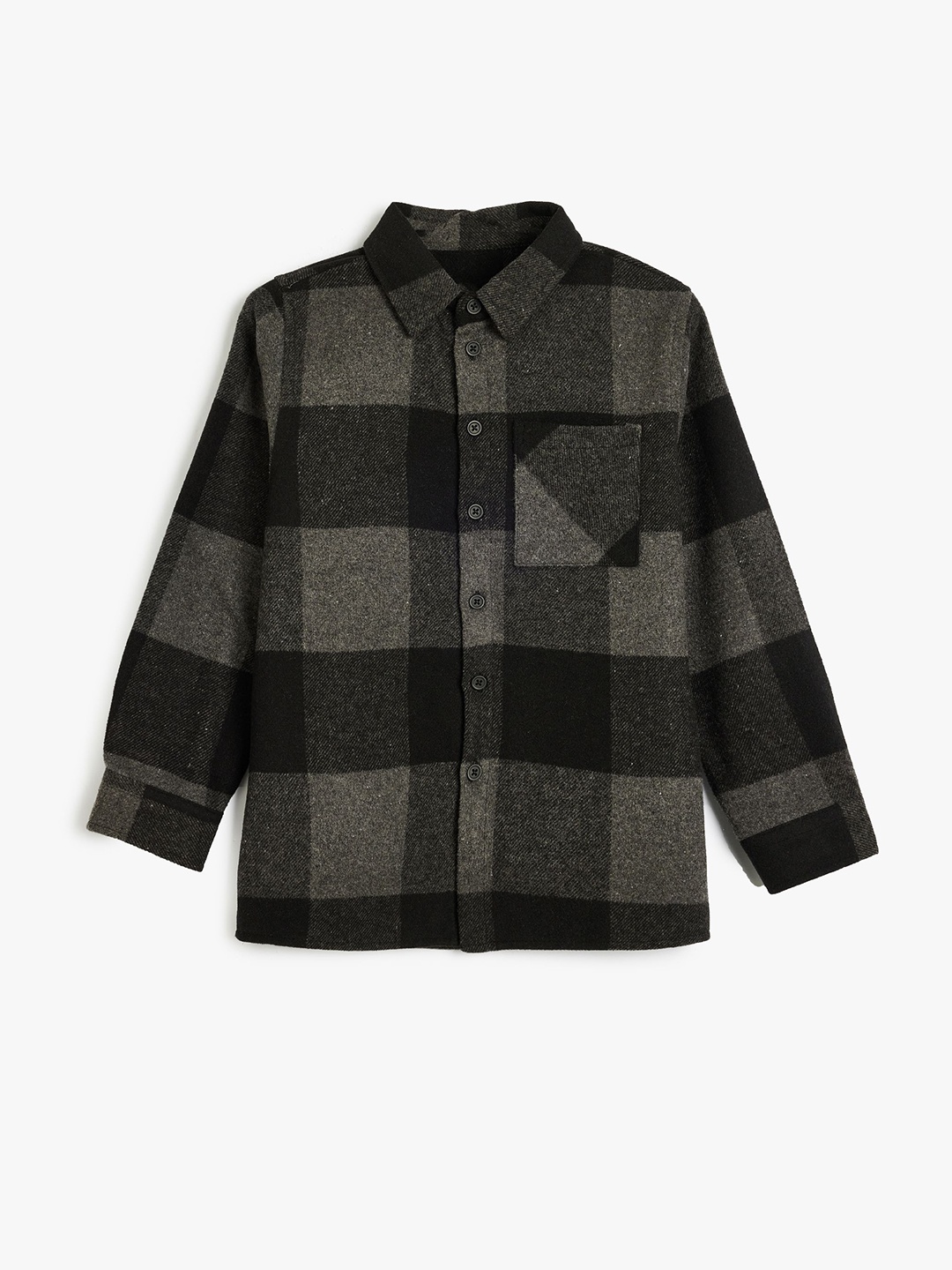 

Koton Boys Spread Collar Checked Acrylic Casual Shirt, Grey