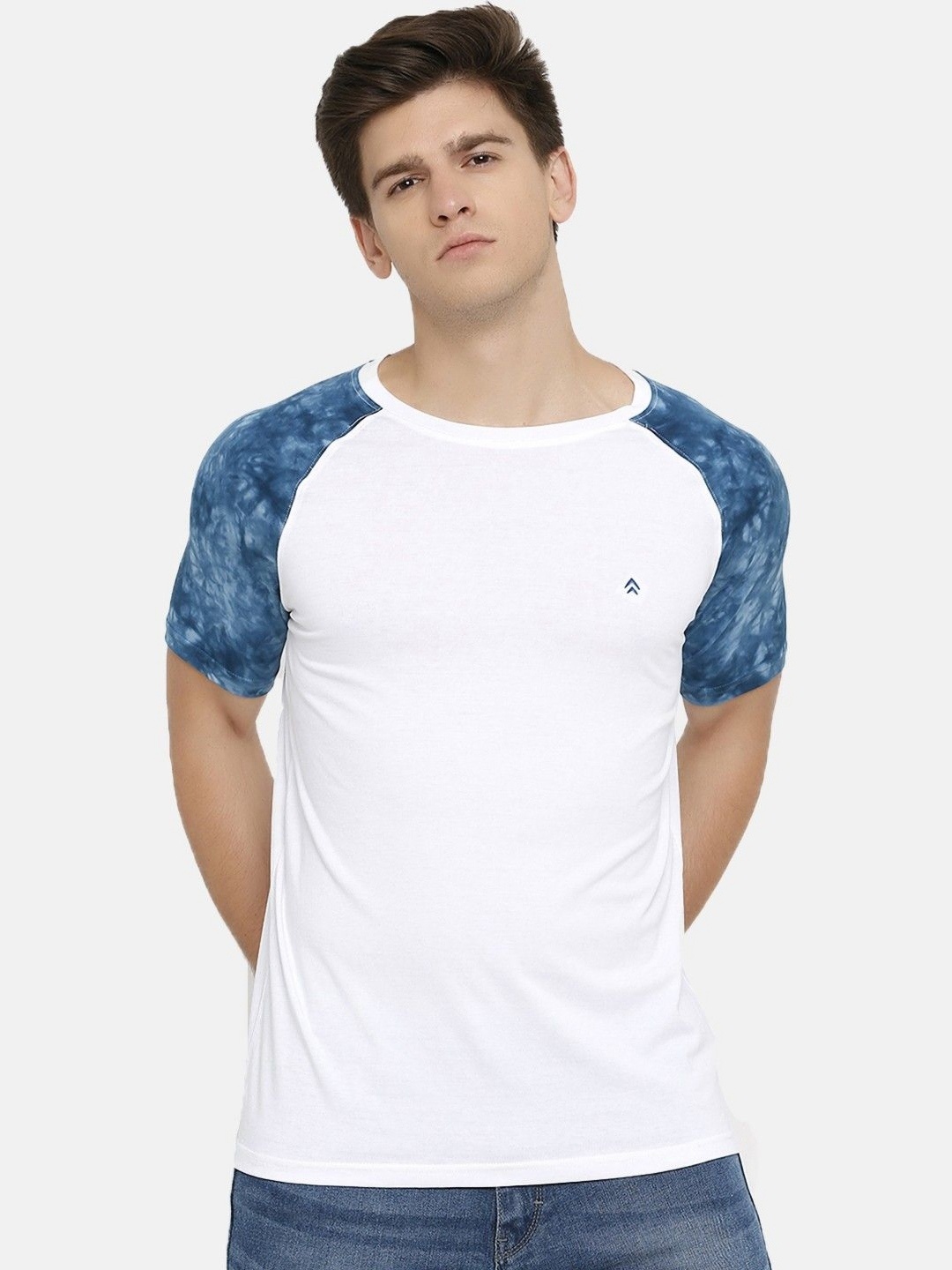 

Steenbok Men Colourblocked Round Neck Cotton T-shirt, White