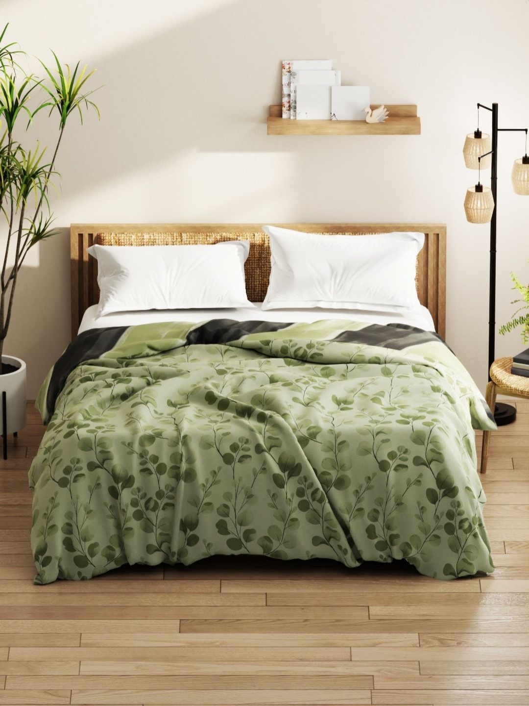 

KOPA Green Floral Printed Microfiber AC Room 150 GSM Double Bed Comforter