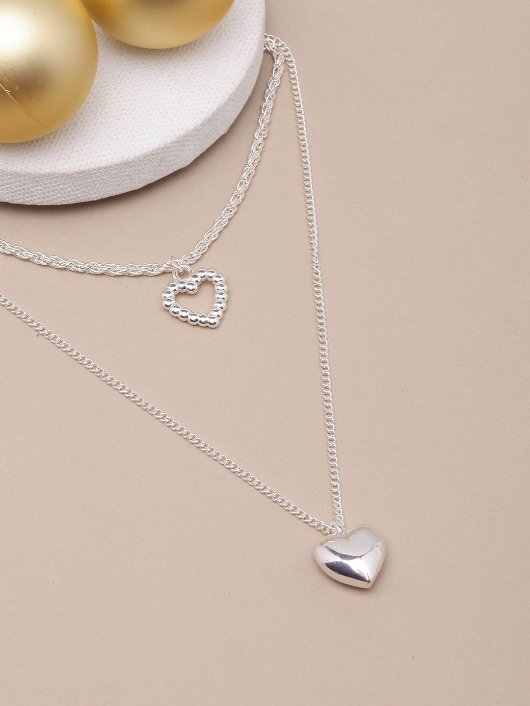 

KPOP Brass Silver-Plated Layered Necklace