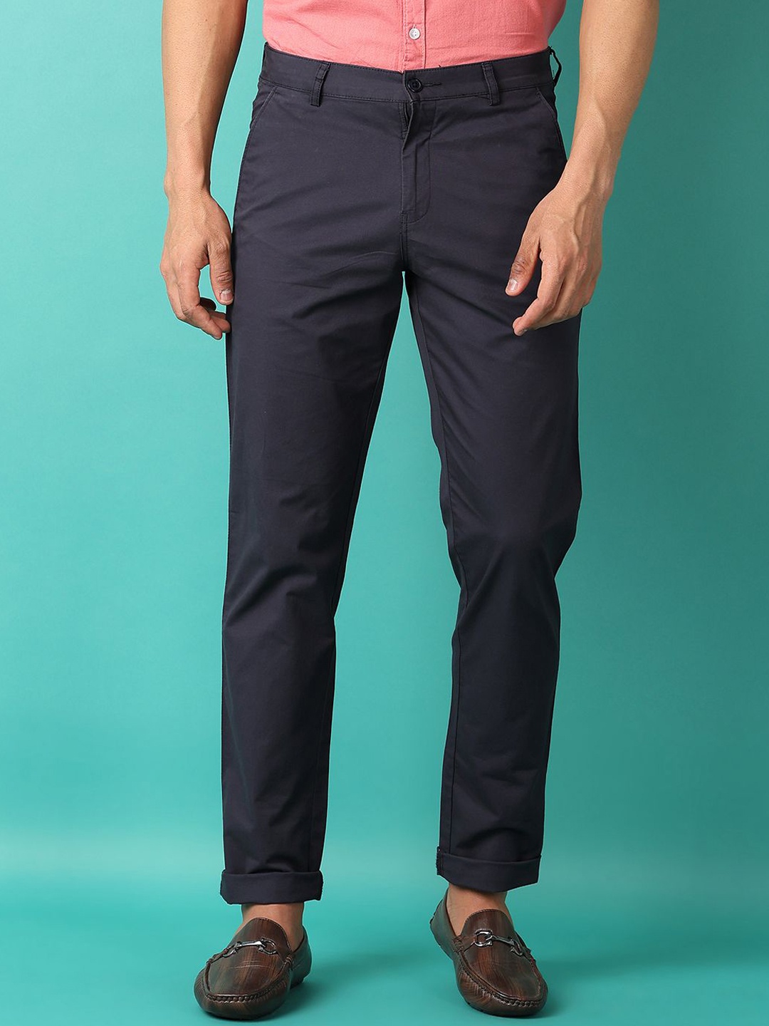 

V-Mart Men Slim Fit Chinos Trousers, Blue