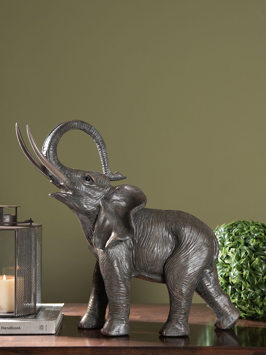 

Pure Home and Living Brown Elephant Figurine Showpiece