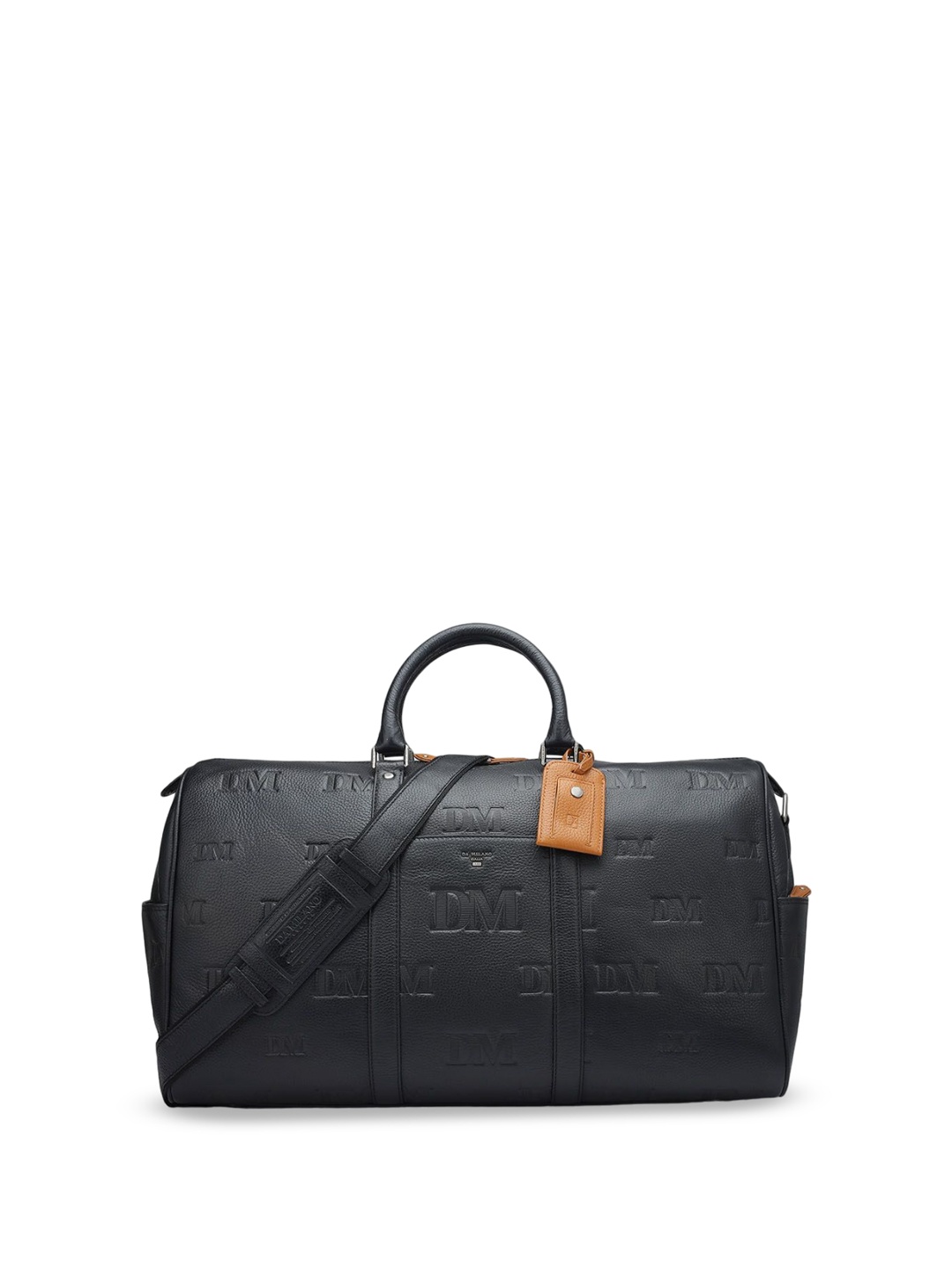 

Da Milano Textured Medium Leather Sports Duffel Bag, Black