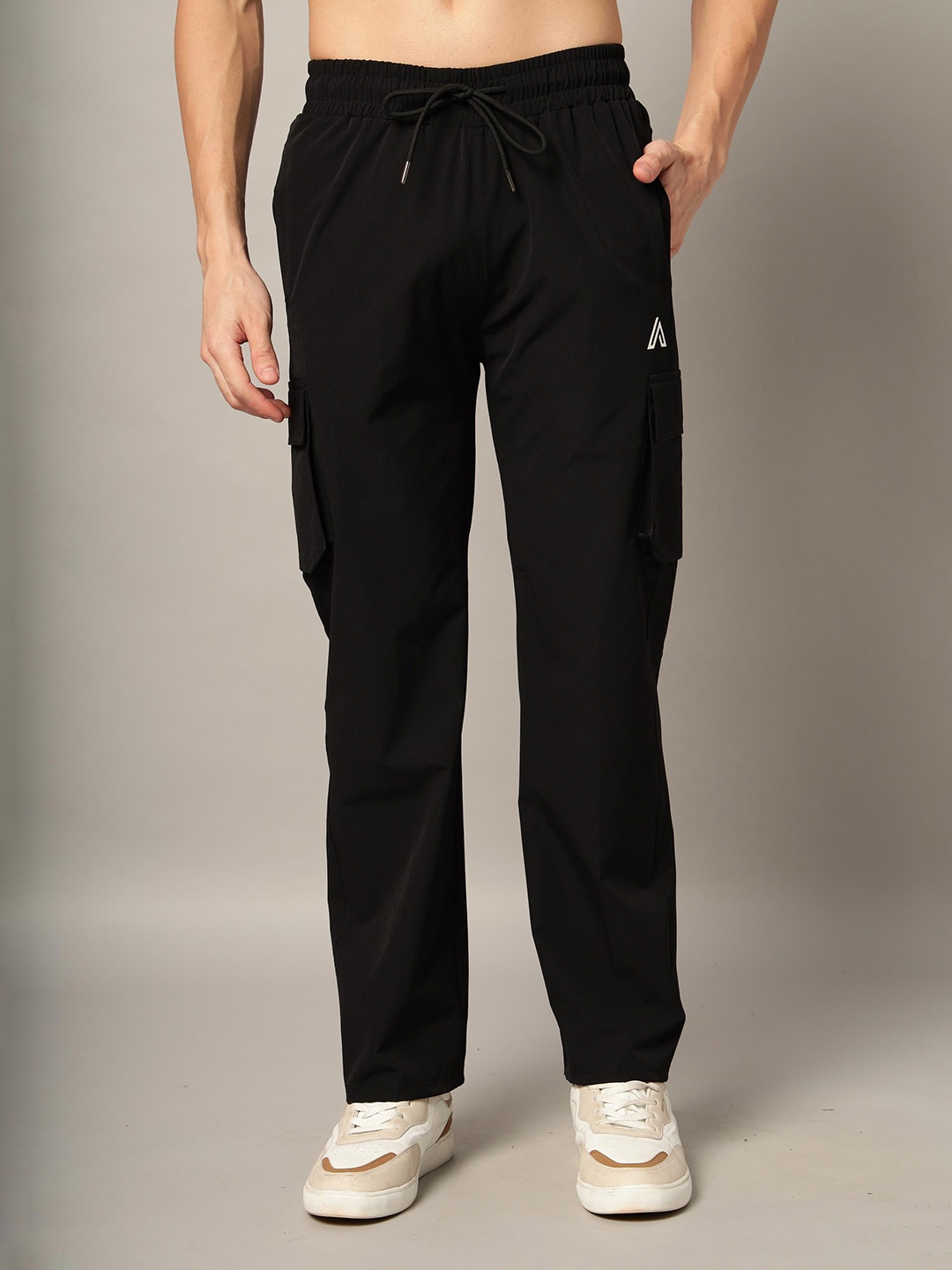 

AECK Men Straight Fit Track Pants, Black