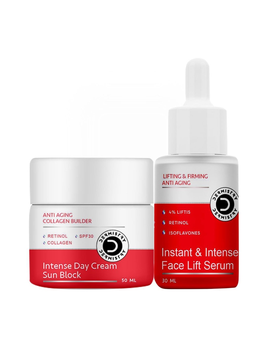 

DERMISTRY Set Of 2 Intense Day Cream Sun Block - 50 ml With Face Lift Serum - 30 ml, White