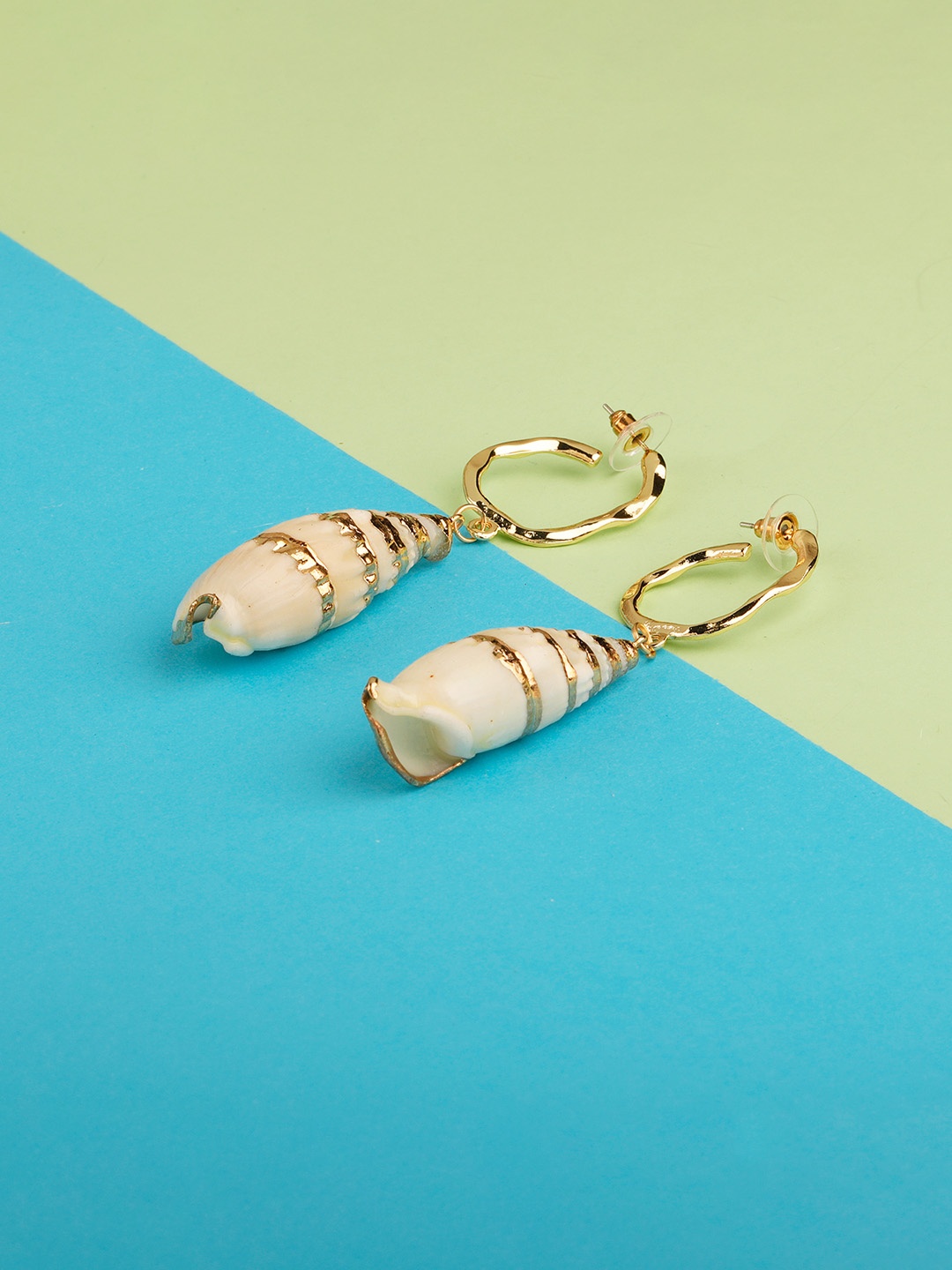 

Silver Shine Contemporary Drop Earrings, Gold