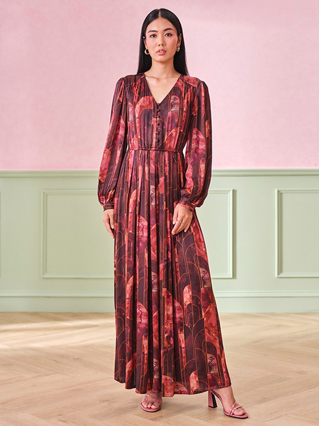 

AND Floral Print Maxi Dress, Purple