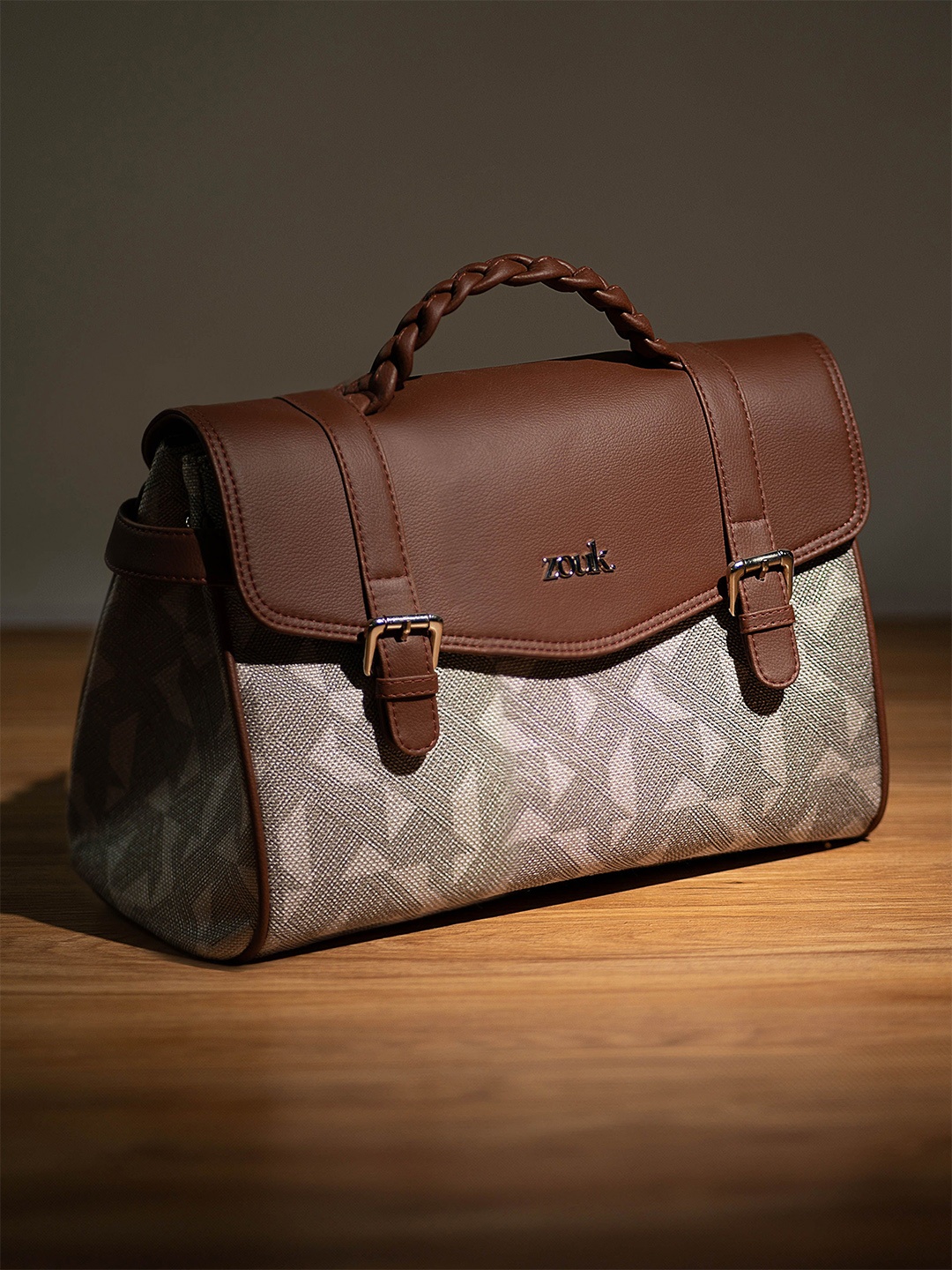 

ZOUK Women Abstract Printed Satchel Bag, Grey
