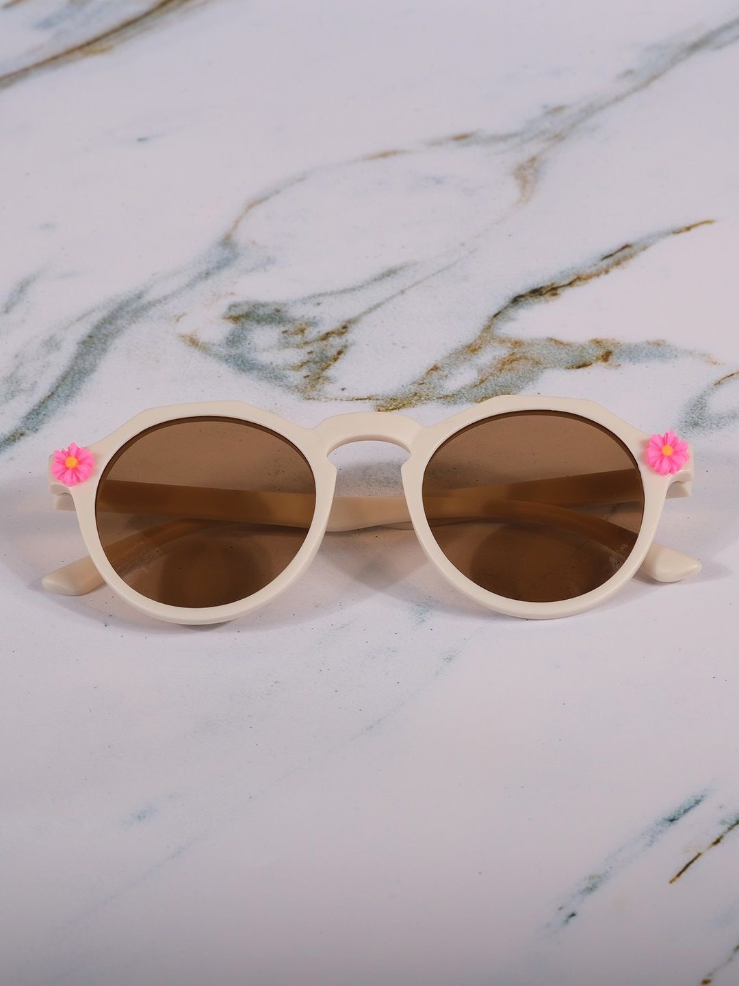 

DukieKooky Unisex Kids Round Sunglasses with UV Protected Lens, Brown
