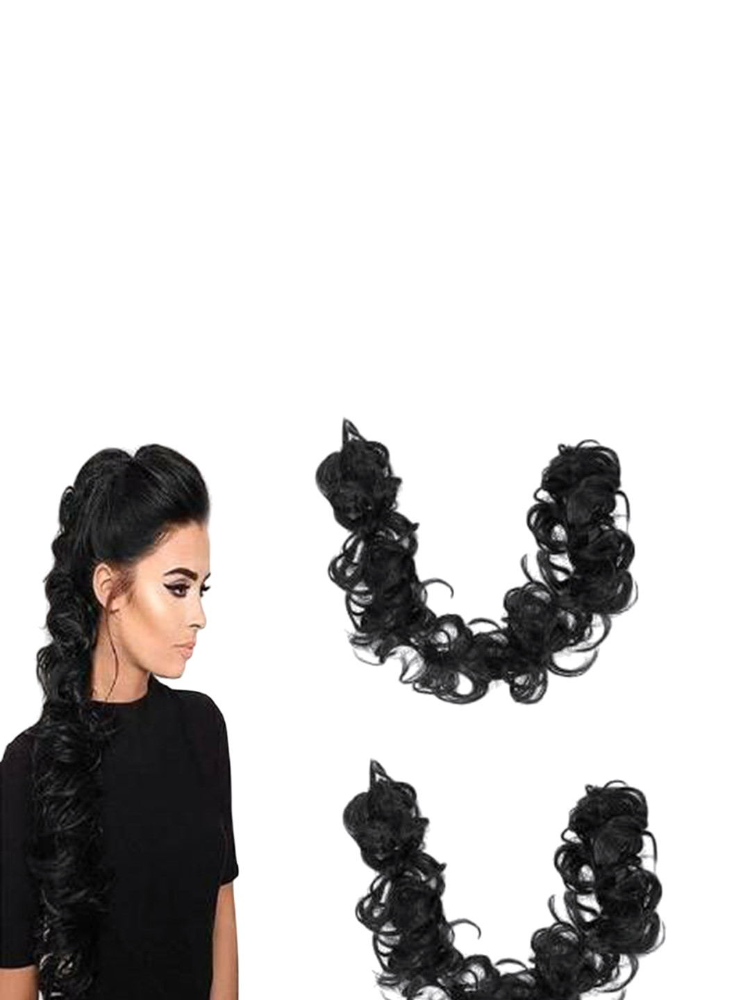 

ABRISH Set of 2 Tape In Twists Curly Hair Extension - Black - 15 Inch Each