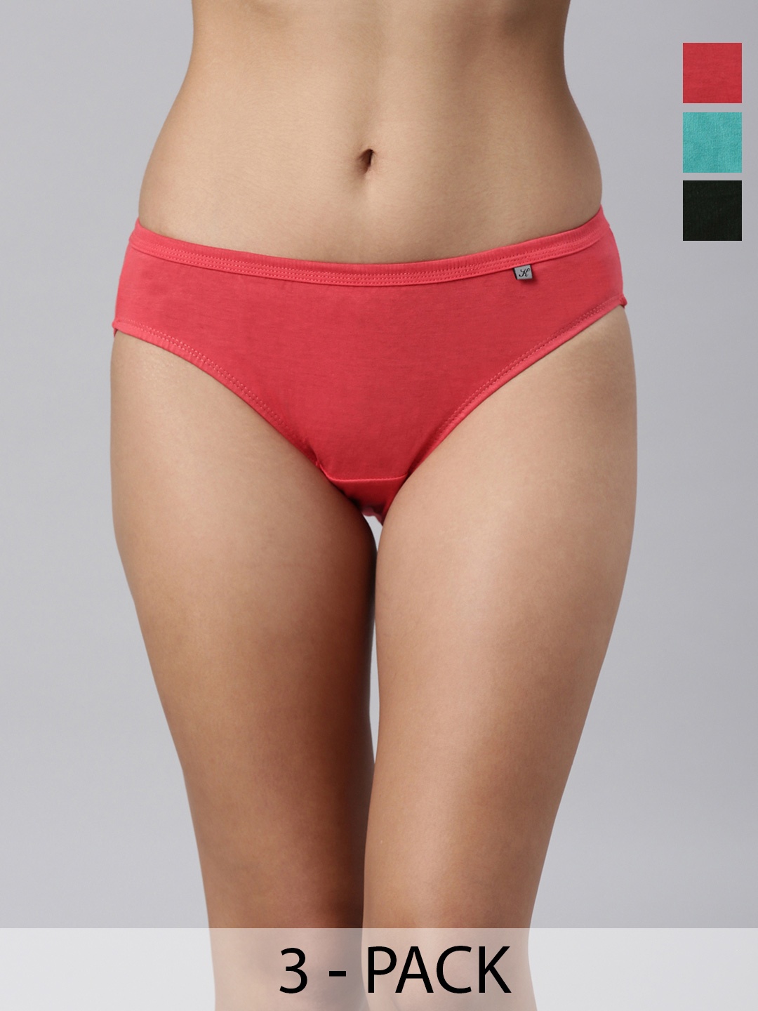 

Kryptic Women Pack Of 3 Cotton Mid-Rise Seamless Bikini Briefs, Olive