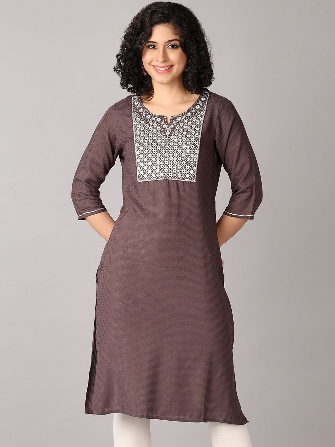 

V-Mart Women Geometric Woven Design Kurta, Green