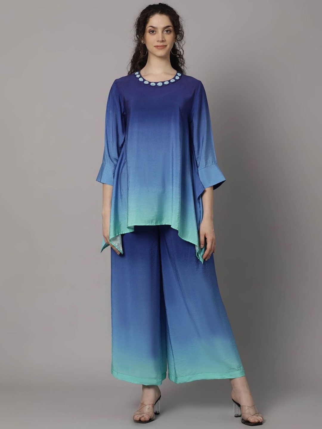 

Zolo Label Tie & Dye Top With Trousers, Blue