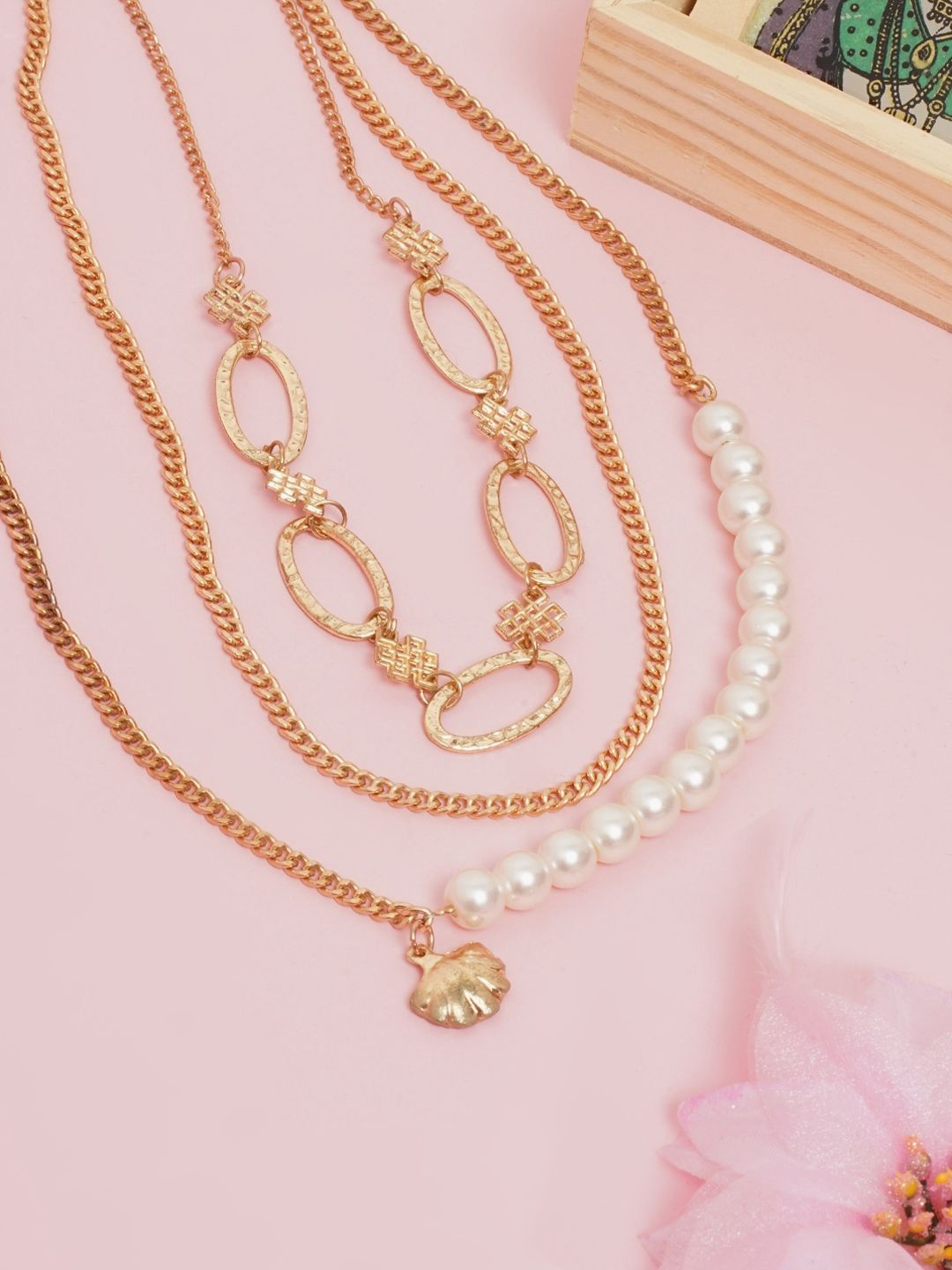 

KPOP Brass Rose Gold-Plated Layered Necklace