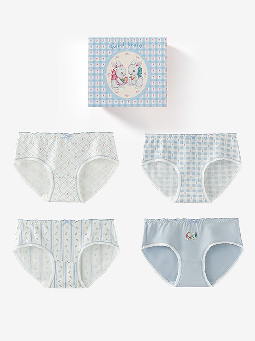 

LULU & SKY Women Pack Of 4 Printed Low-Rise Bikini Briefs 573274-MULTI-2, Blue