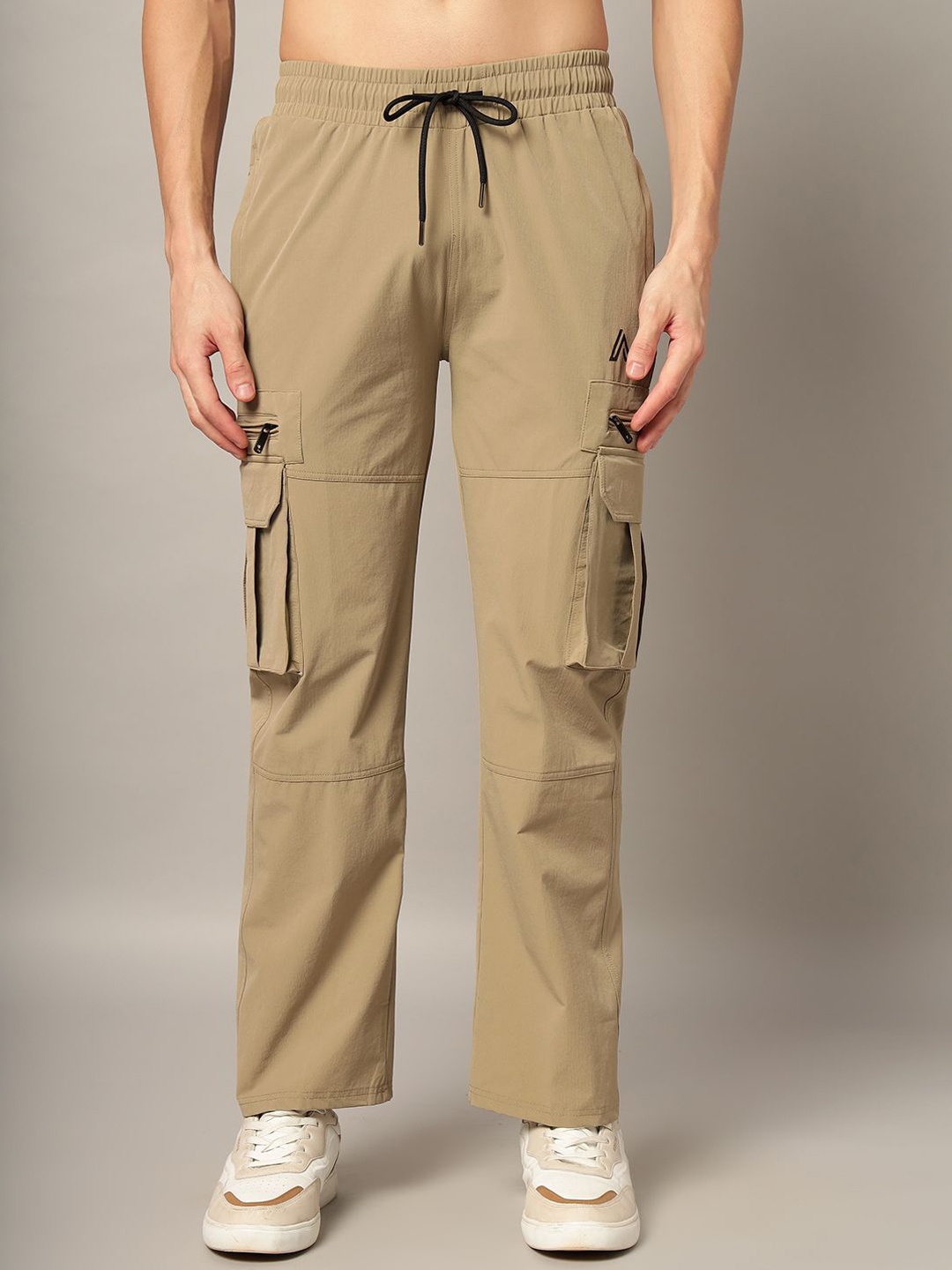 

AECK Men Straight Fit Cargo Track Pants, Khaki