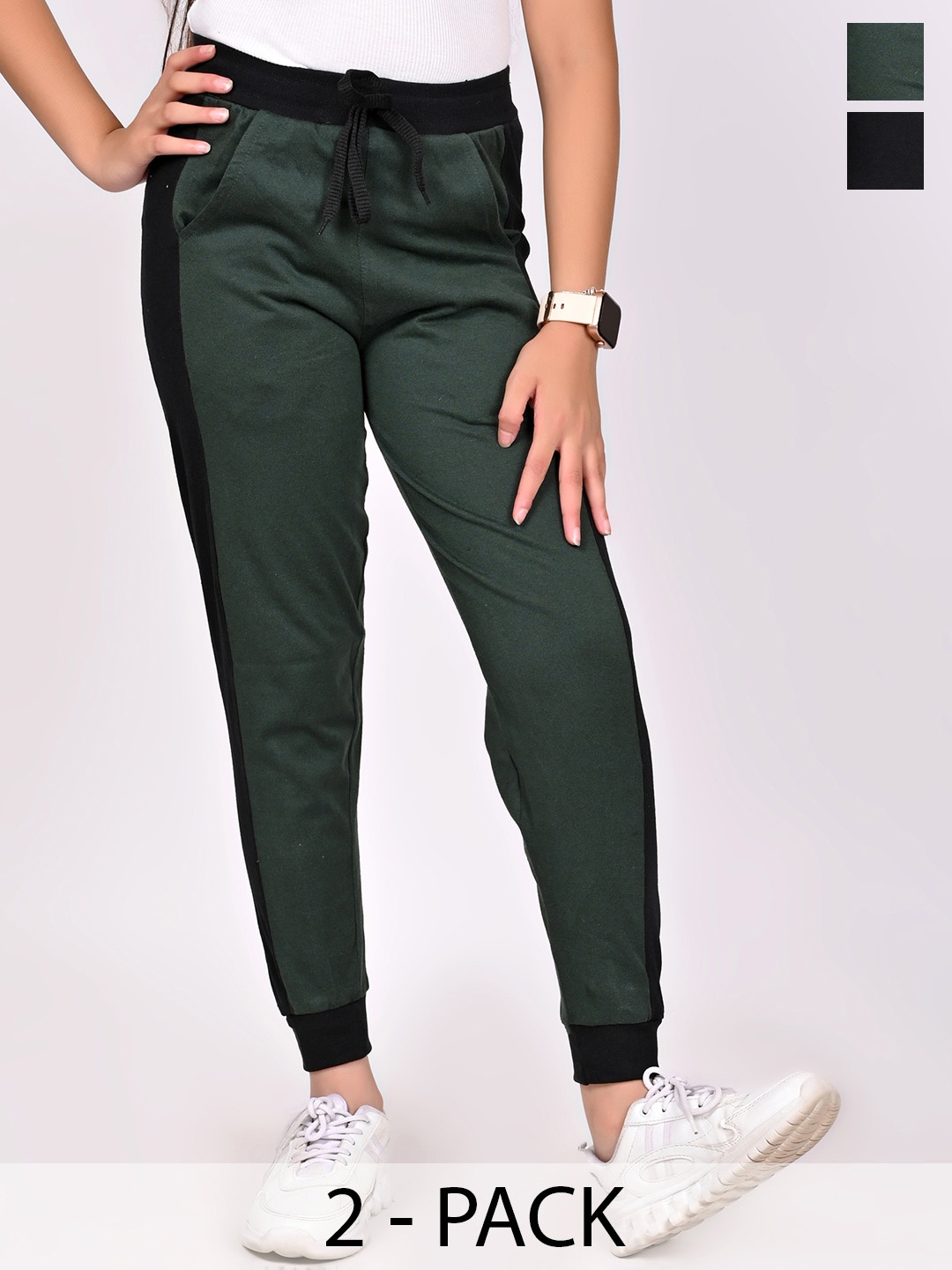 

BAESD Girls Pack Of 2 Relaxed-Fit Cotton Joggers, Green