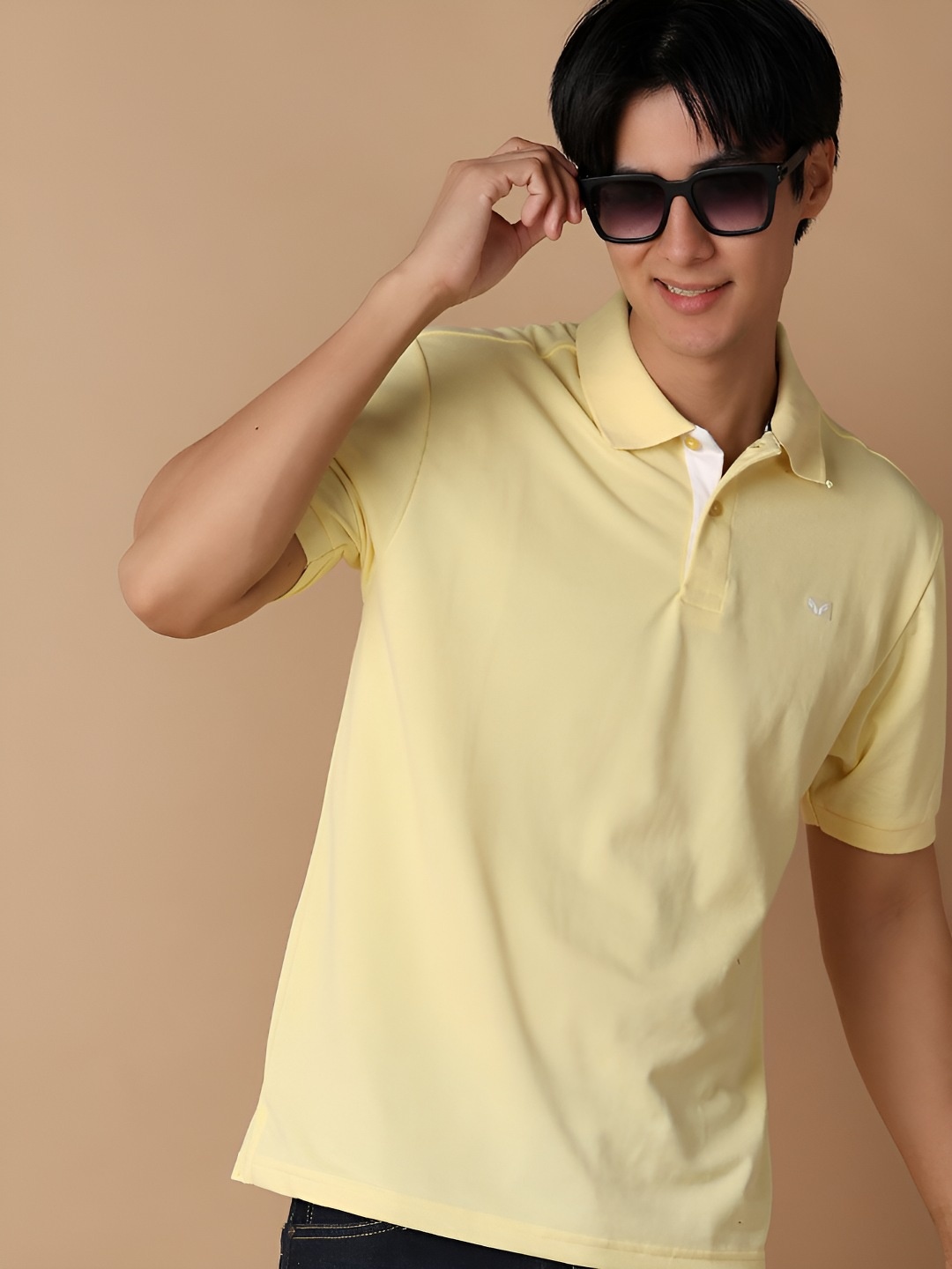 

V-Mart Men Solid Polo Collar Cotton T-shirt, Yellow