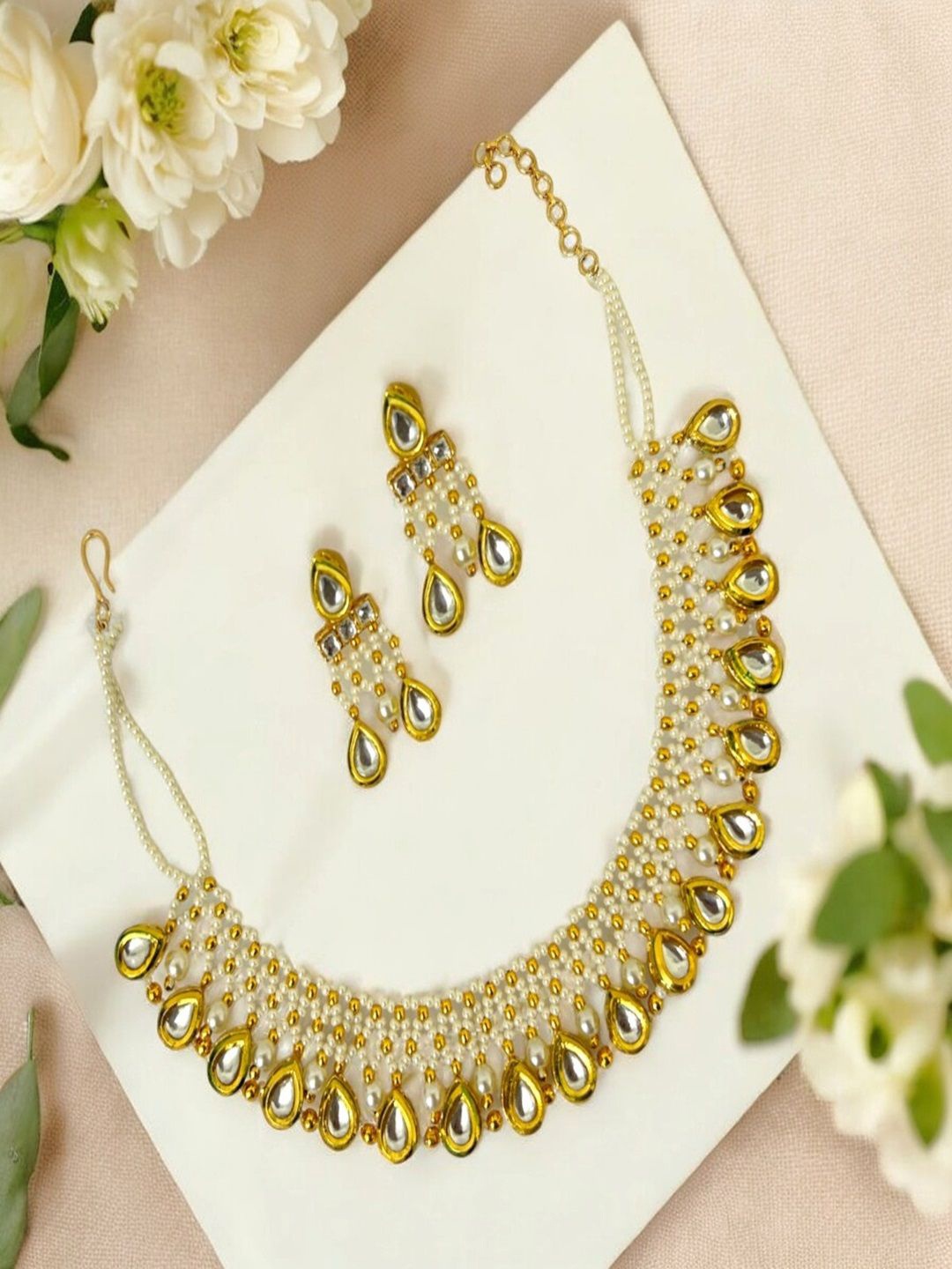 

AccessHer Gold Plated Stone Studded Jewellery Set, White