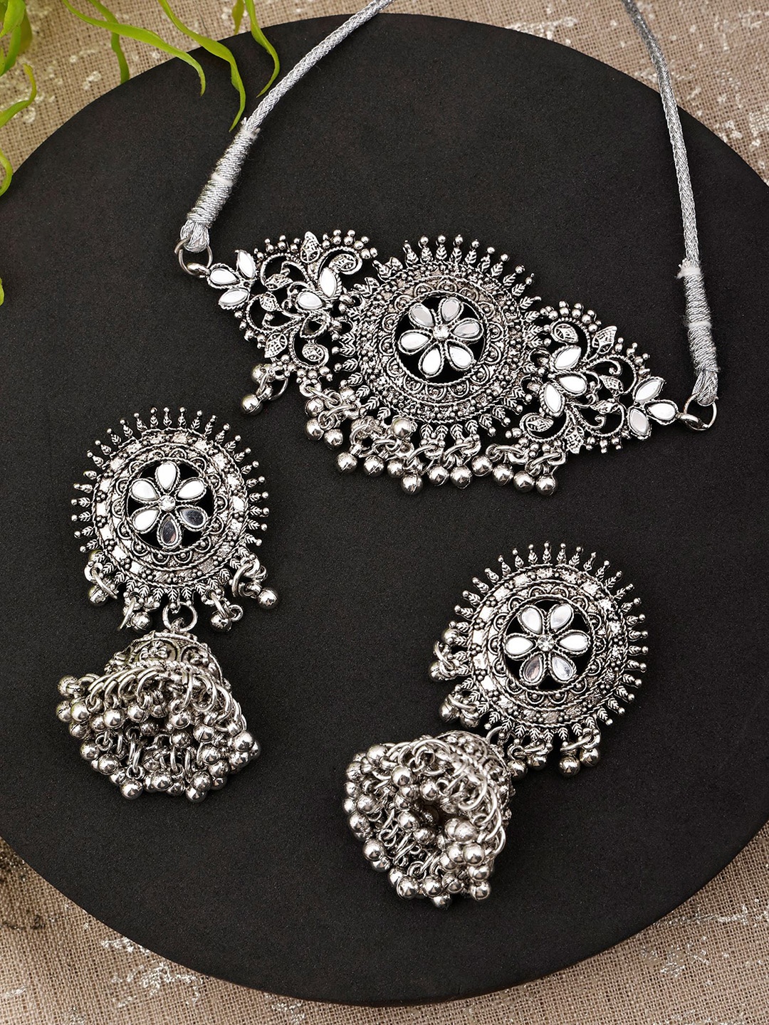 

SUNHARI Oxidised Silver-Plated Jewellery Set