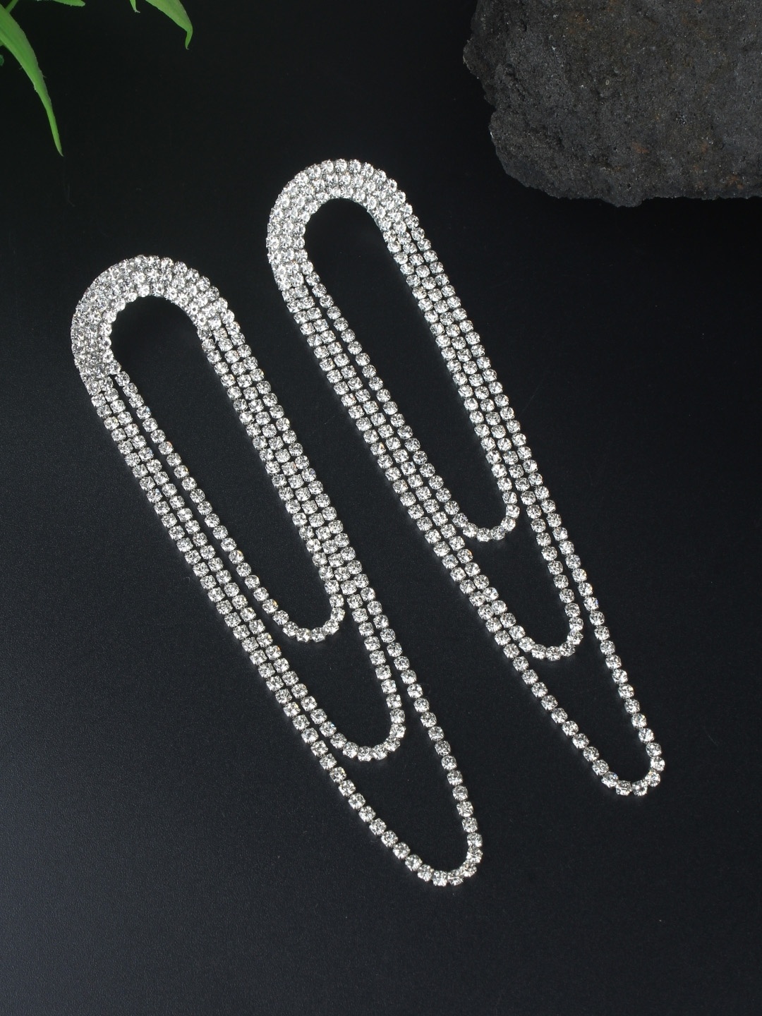 

KPOP Silver Plated Rhinestone Contemporary Drop Earrings