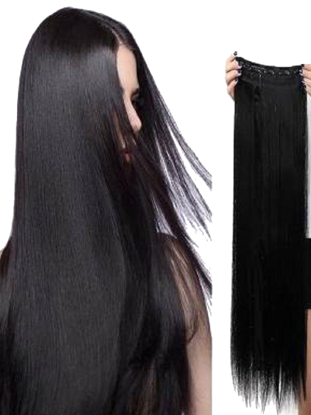 

HAVEREAM Clip-In Waterproof Straight Locks Hair Extension - Black - 24 Inch
