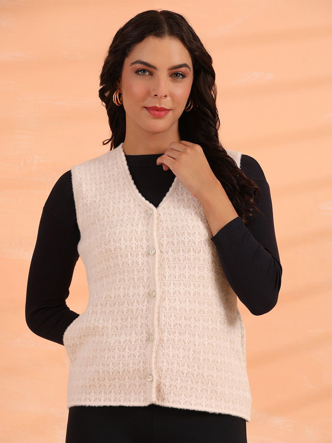 

Cayman Women Woollen Cardigan, Cream