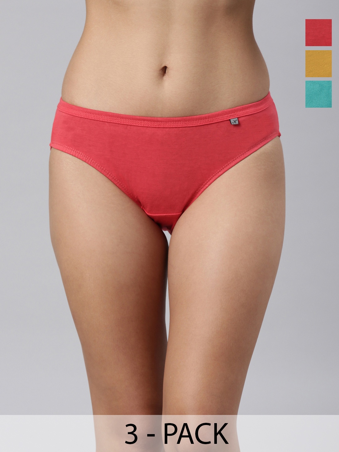 

Kryptic Women Pack Of 3 Cotton Bikini Briefs, Mustard